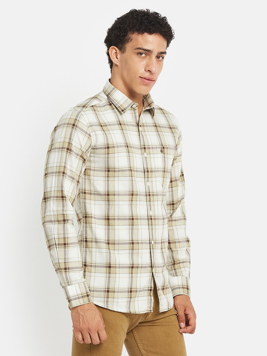 METTLE SS25 Striped Cotton Spread Collar Casual Shirt