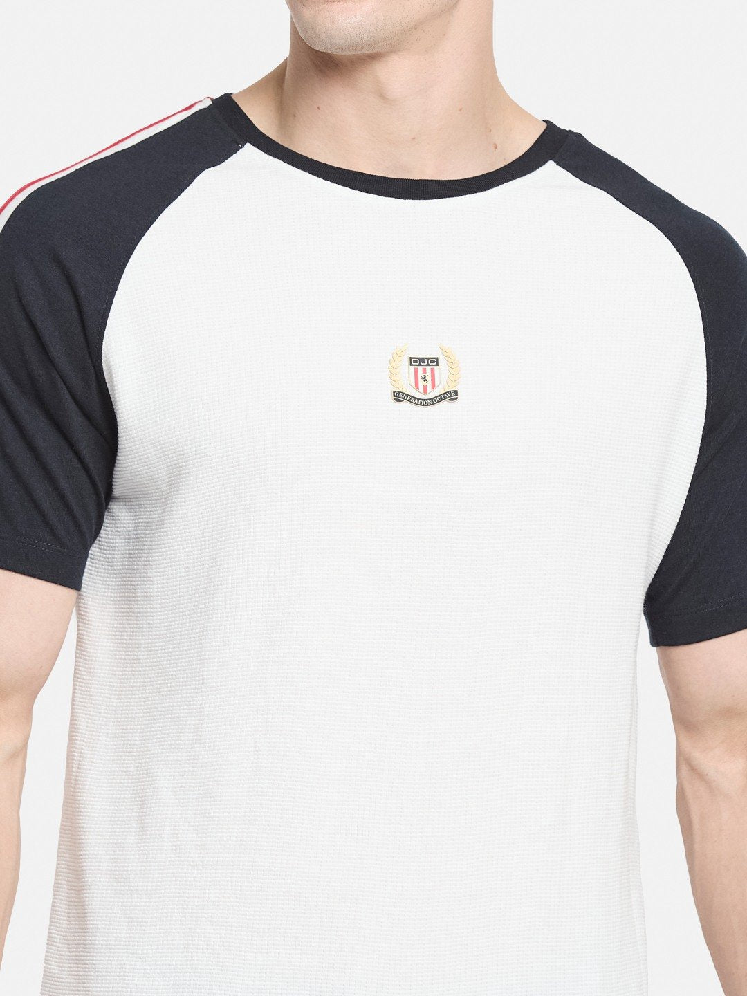 CUT N SEW ROUND NECK BOX KNIT T-SHIRT