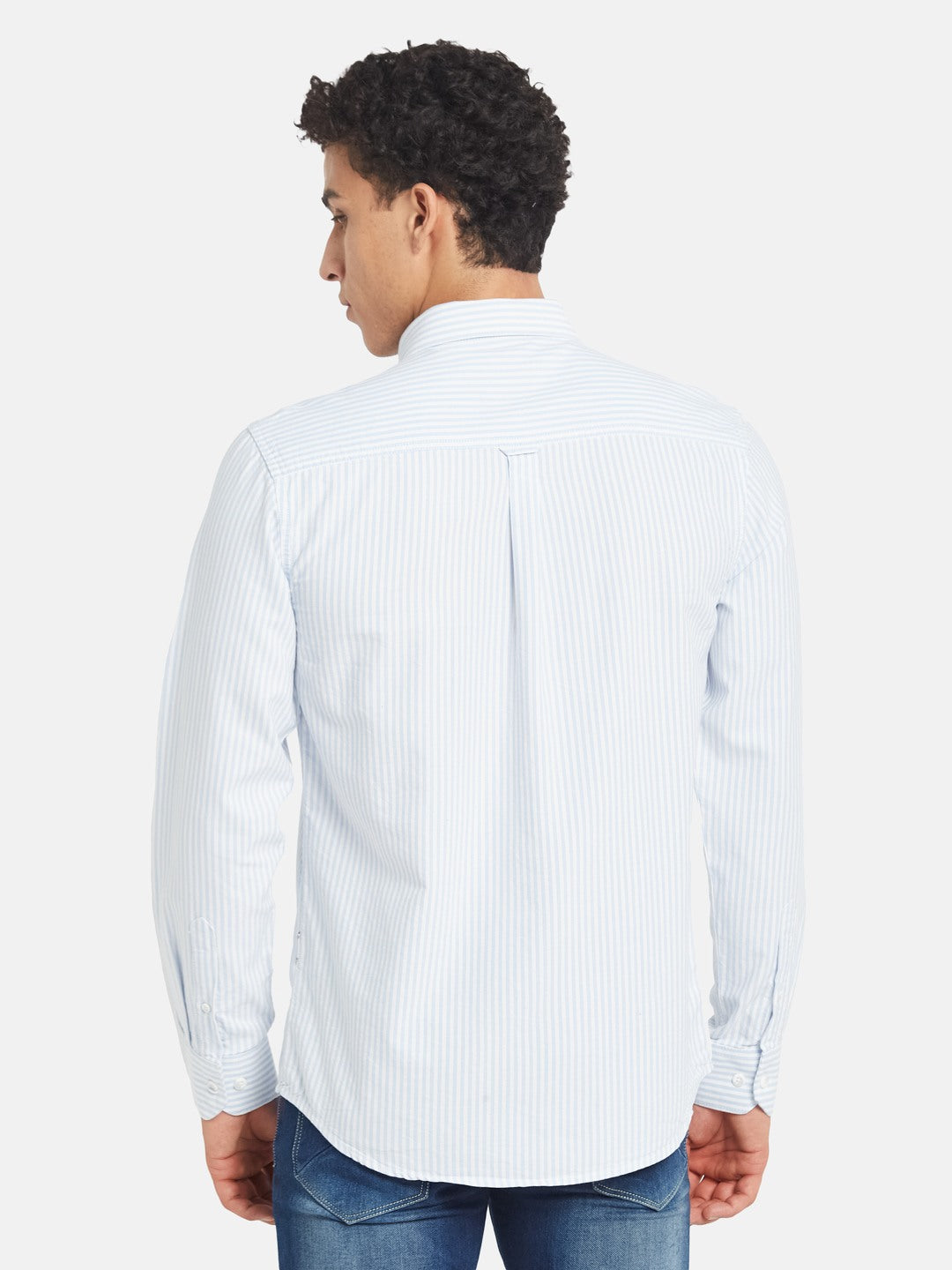 METTLE SS25 Vertical Striped Spread Collar Cotton Casual Shirt