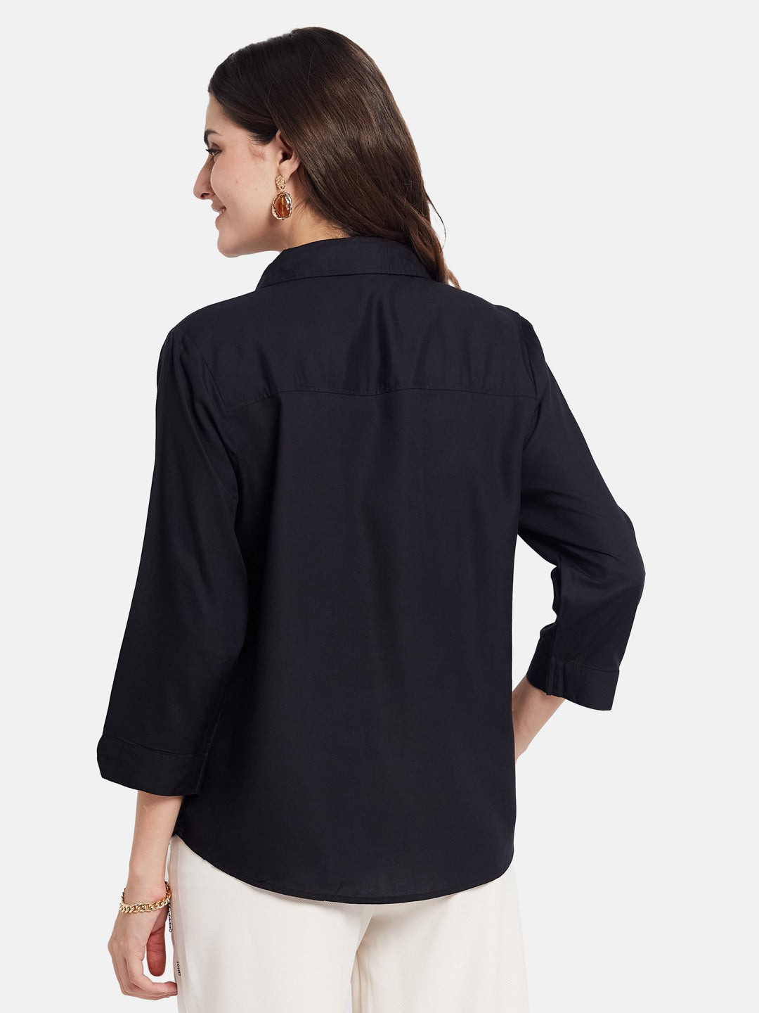 METTLE Women Shirt Collar Cotton Regular Top