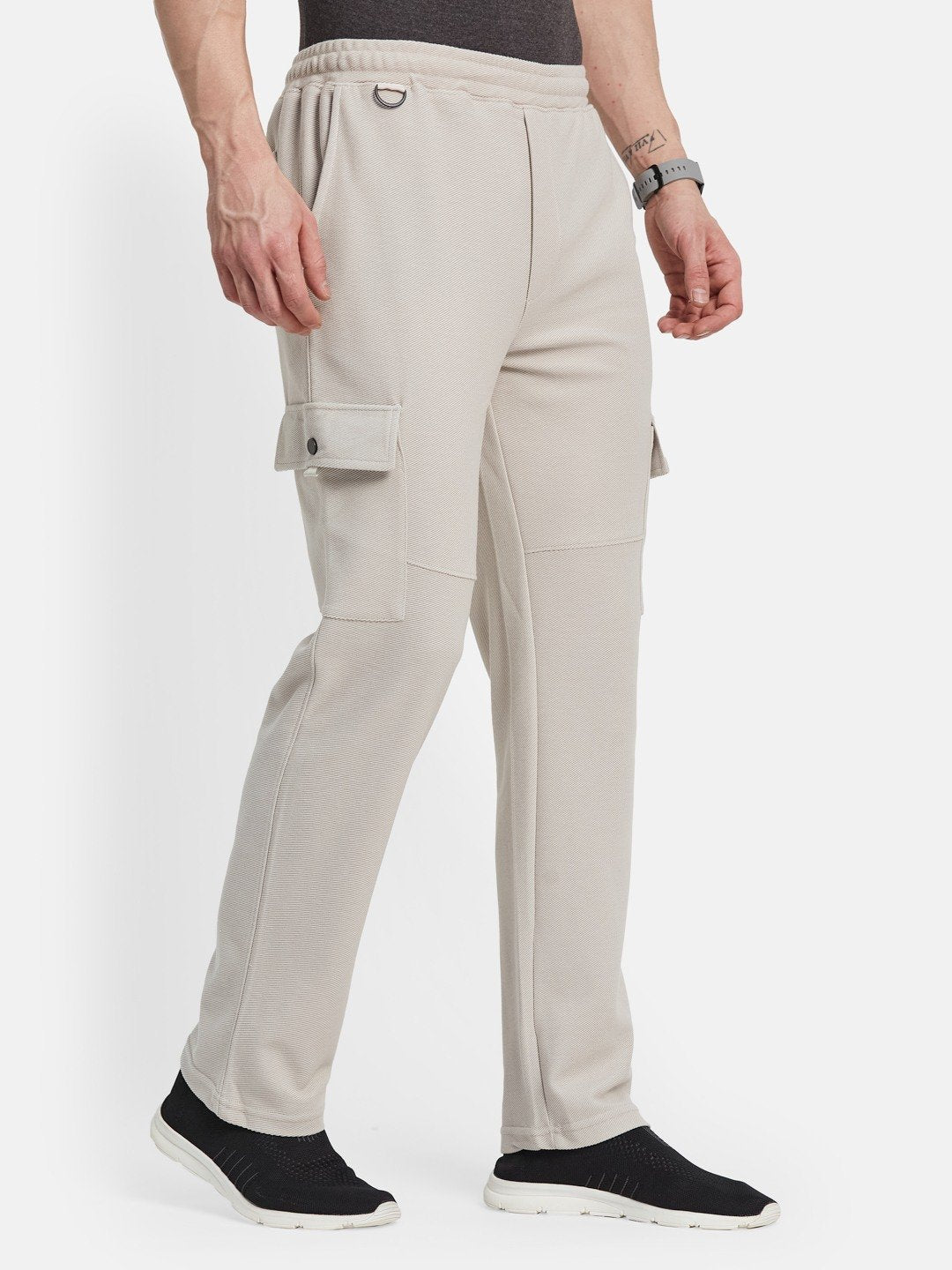 Octave Men Cotton Mid-Rise Cargo Track Pant