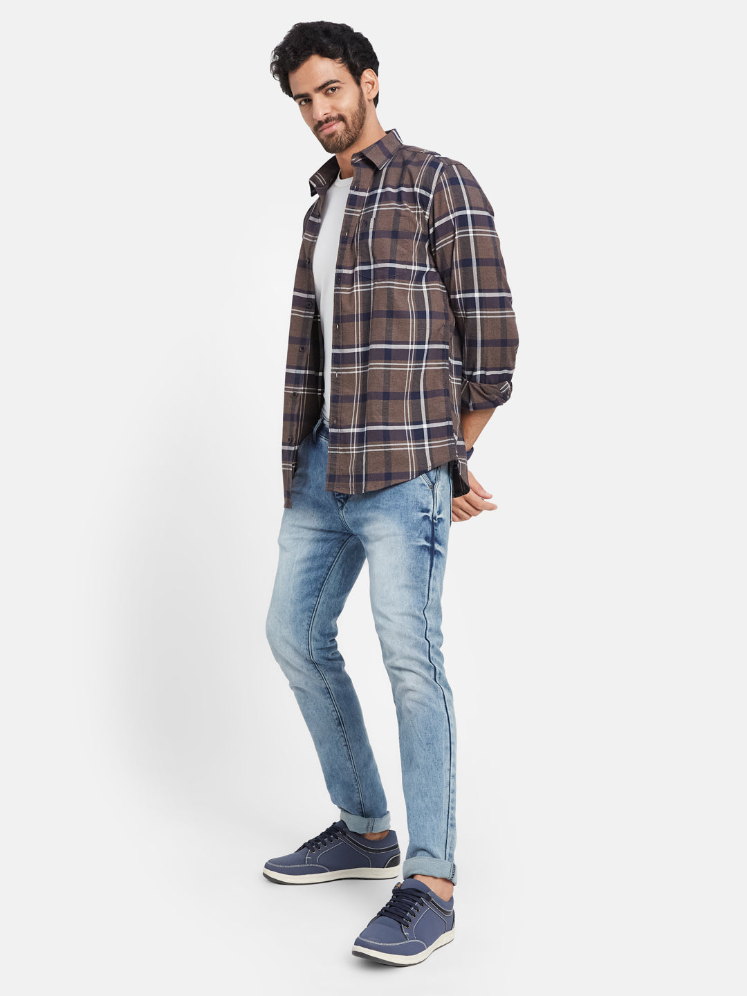 Mettle Tartan Checked Cotton Casual Shirt