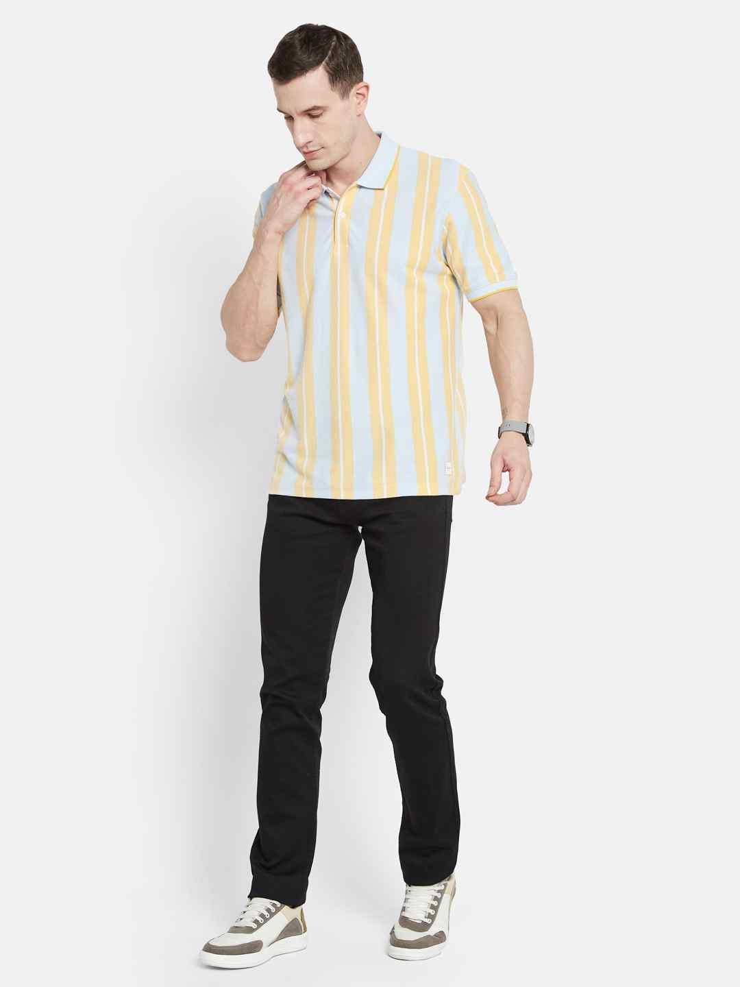 Octave Men Striped Polo Collar T-shirt