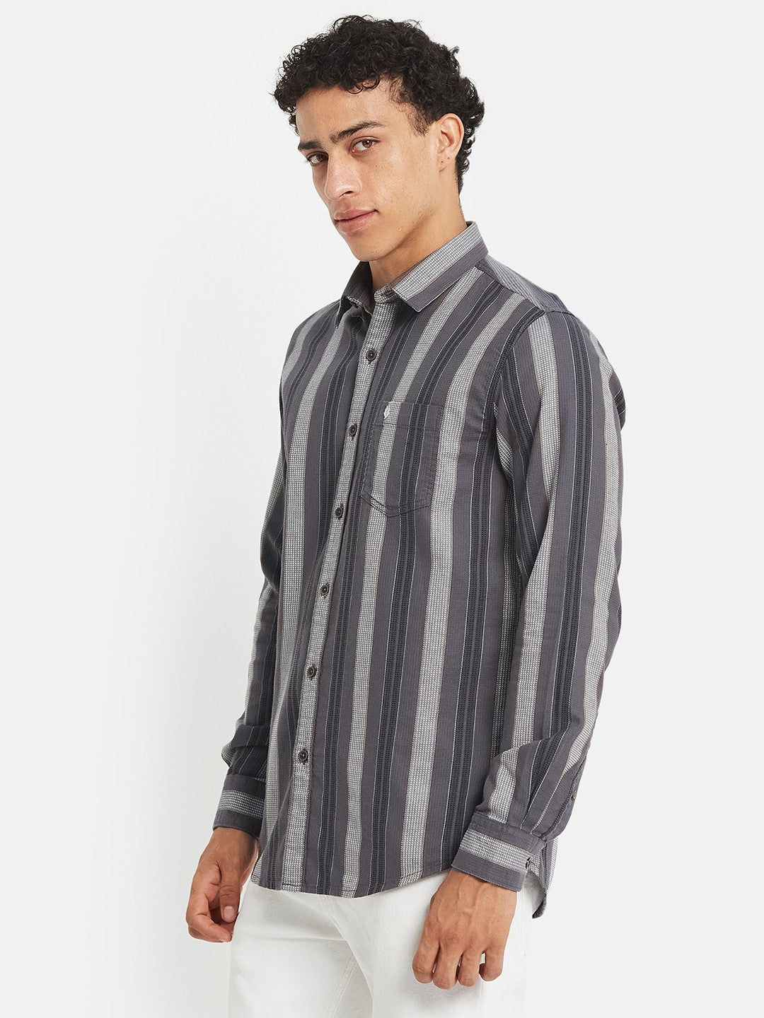 METTLE Vertical Striped Long Sleeves Cotton Shirt