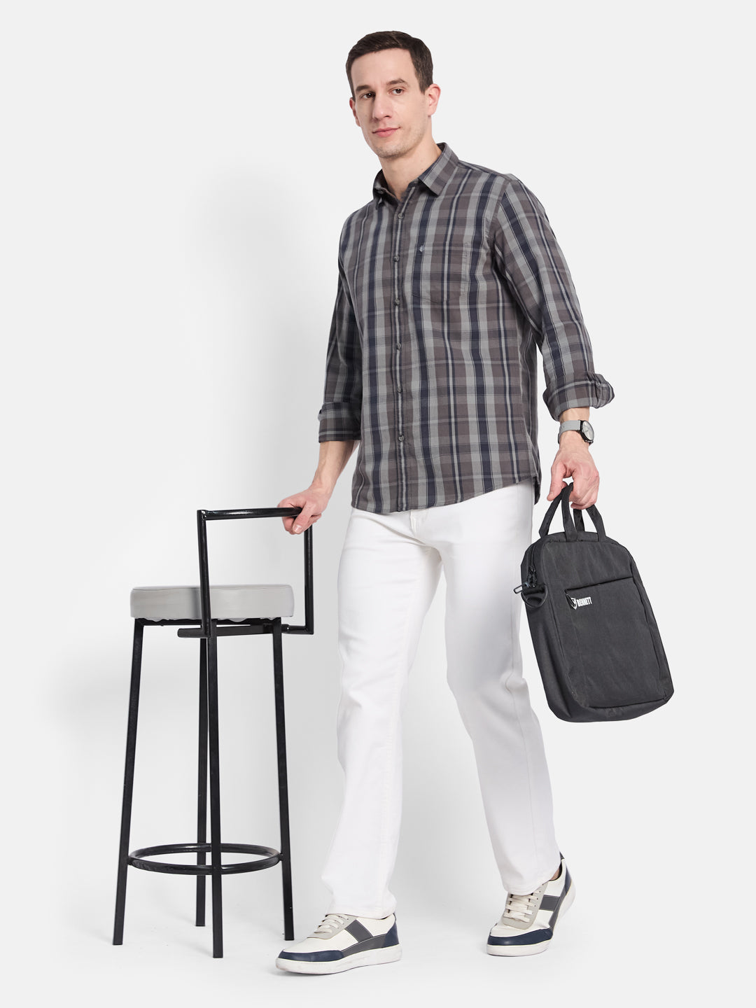 METTLE Men Multi Stripes Opaque Striped Casual Shirt
