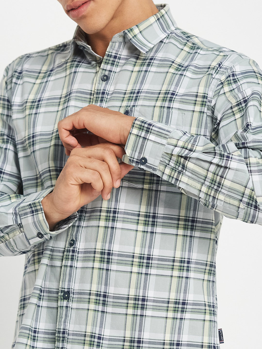 METTLE Men Tartan Checked Spread Collar Cotton Casual Shirt