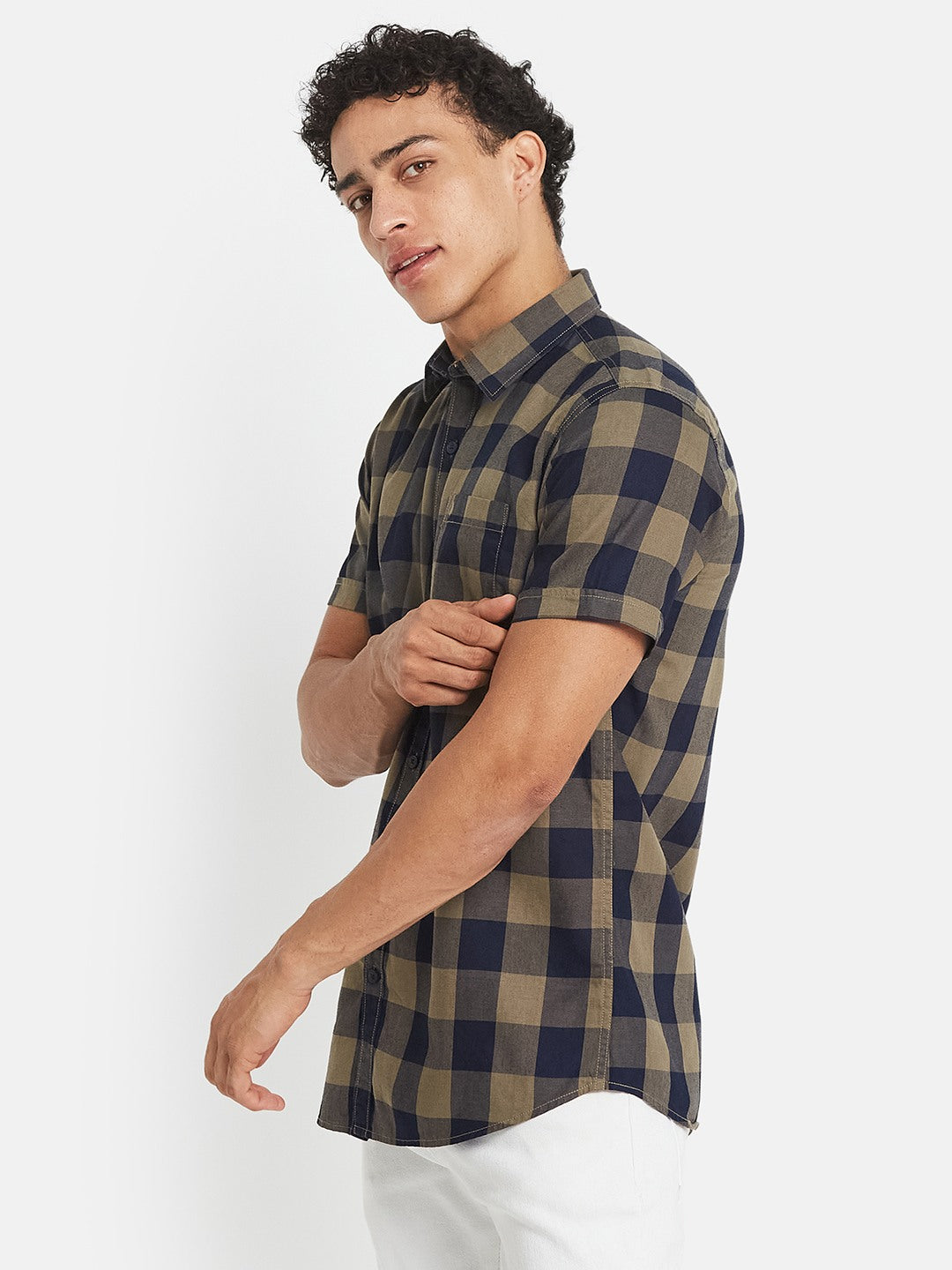 METTLE SS25 Striped Cotton Spread Collar Casual Shirt