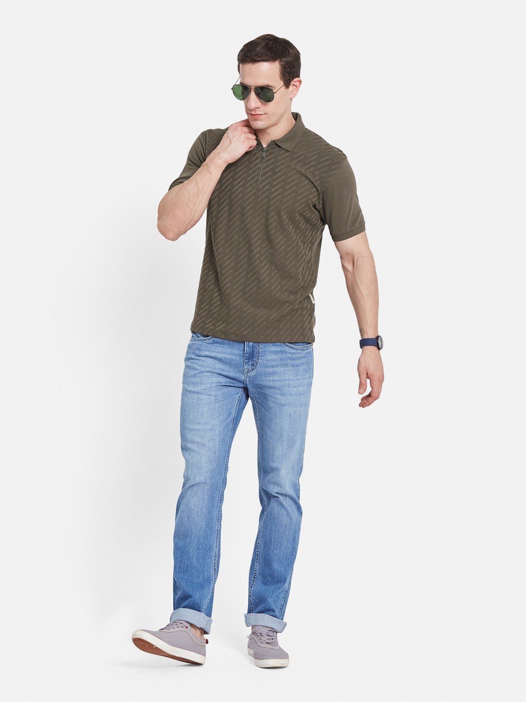 Octave Men Printed Polo Collar T-shirt