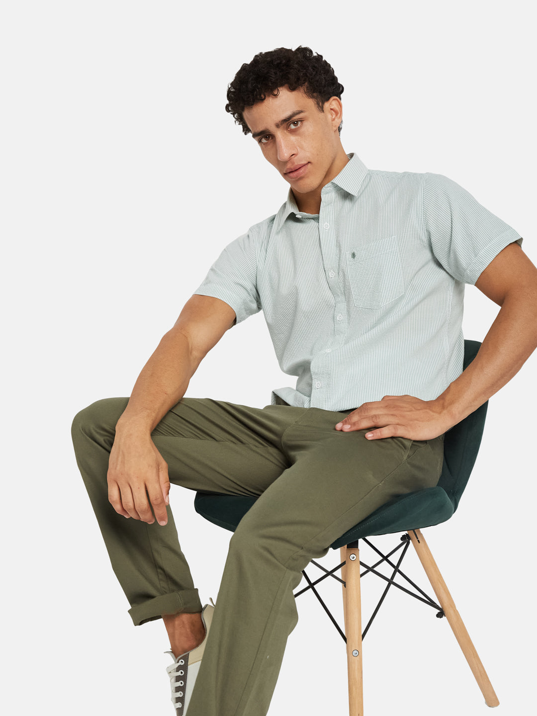 METTLE Multi Stripes Striped Spread Collar Cotton Shirt