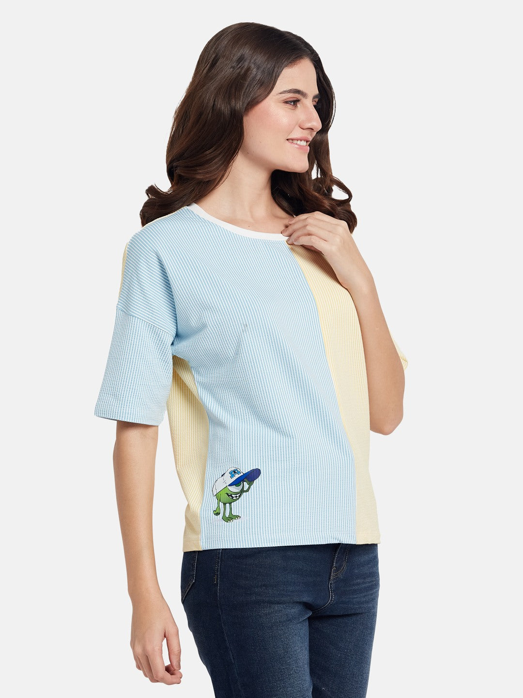 METTLE Colourblocked Round Neck Cotton T-shirt