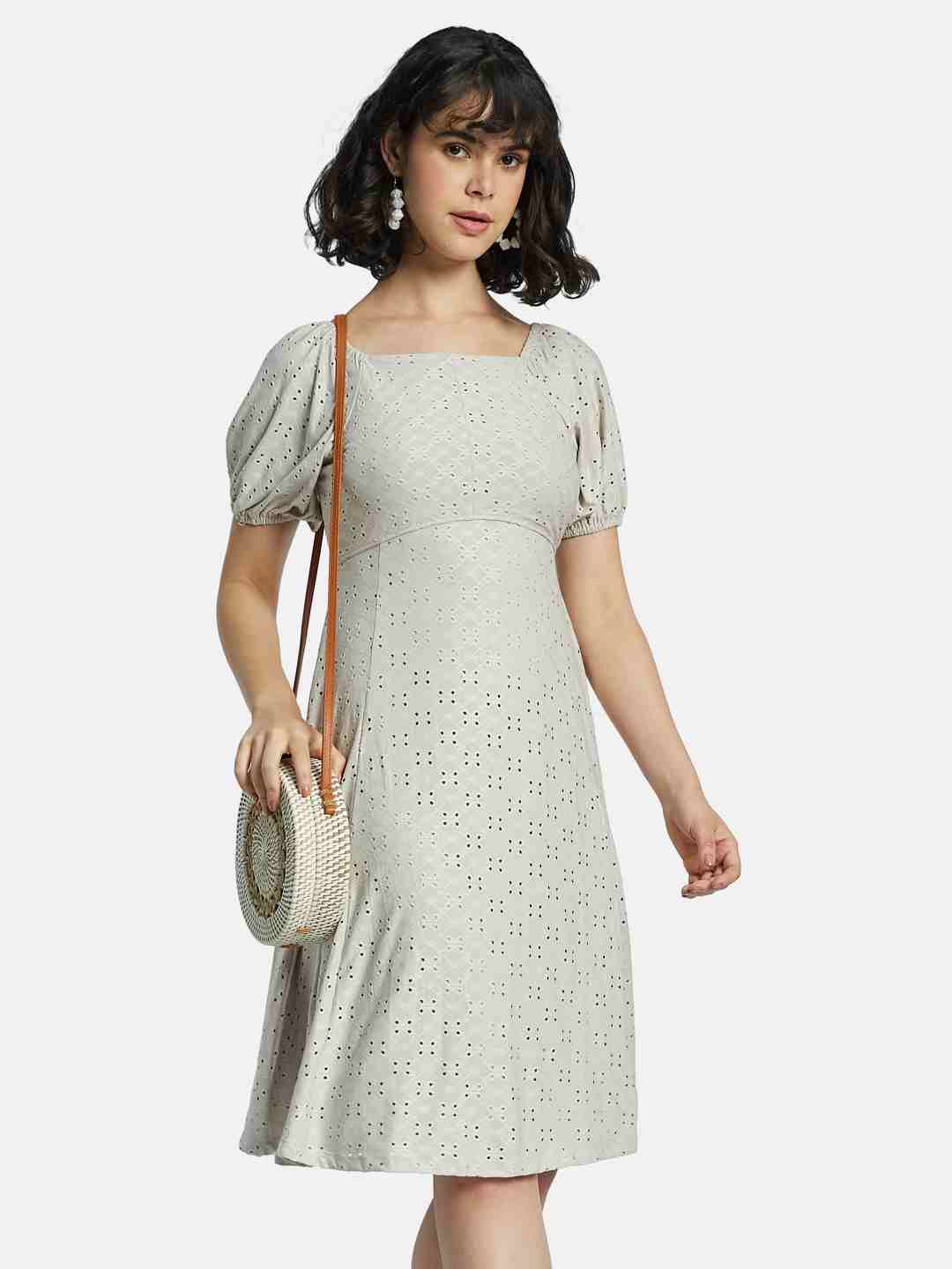 METTLE Puff Sleeve A-Line Dress