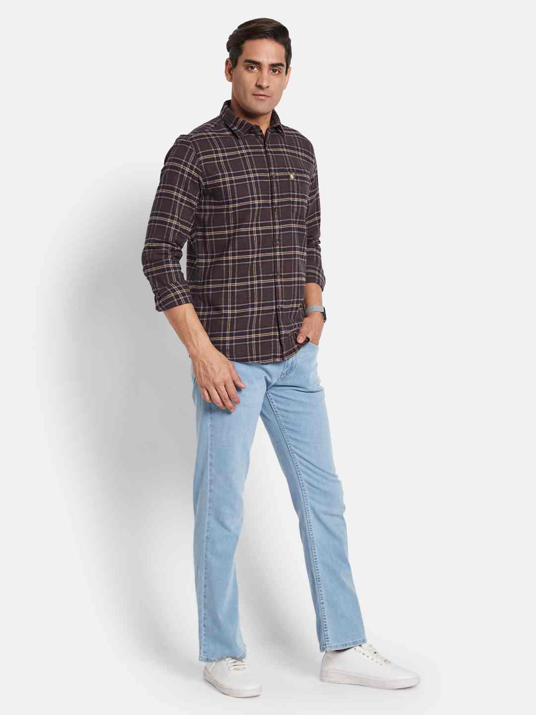 METTLE Men Opaque Checked Casual Shirt