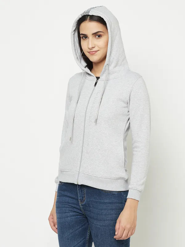 Women Grey Melange Sweatshirts
