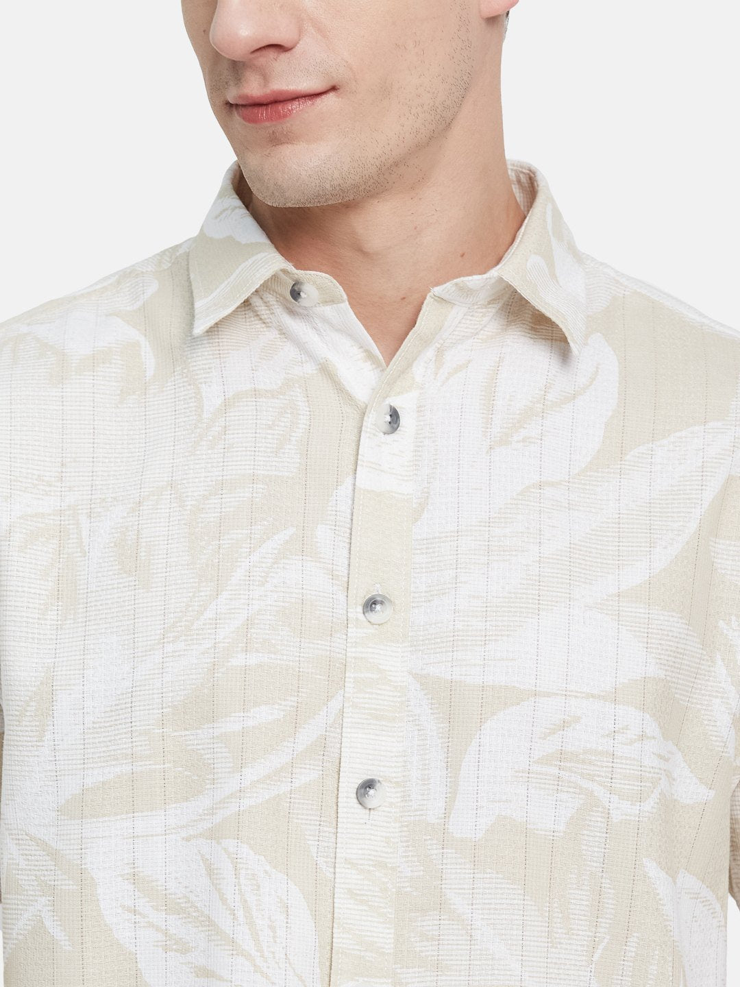 METTLE Men Spread Collar Floral Printed Cotton Casual Shirt