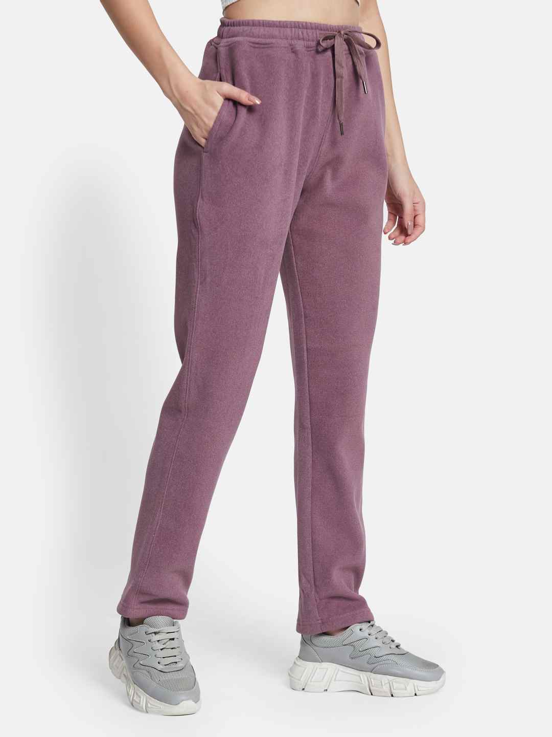 METTLE Women Regular Fit Mid Rise Fleece Track Pants
