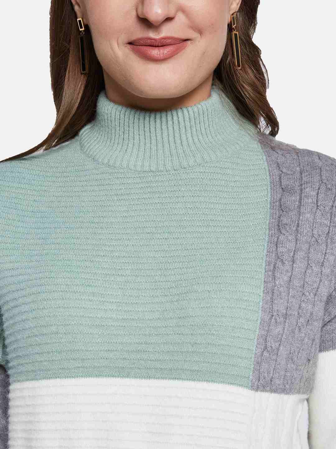 METTLE Women Colourblocked Pullover
