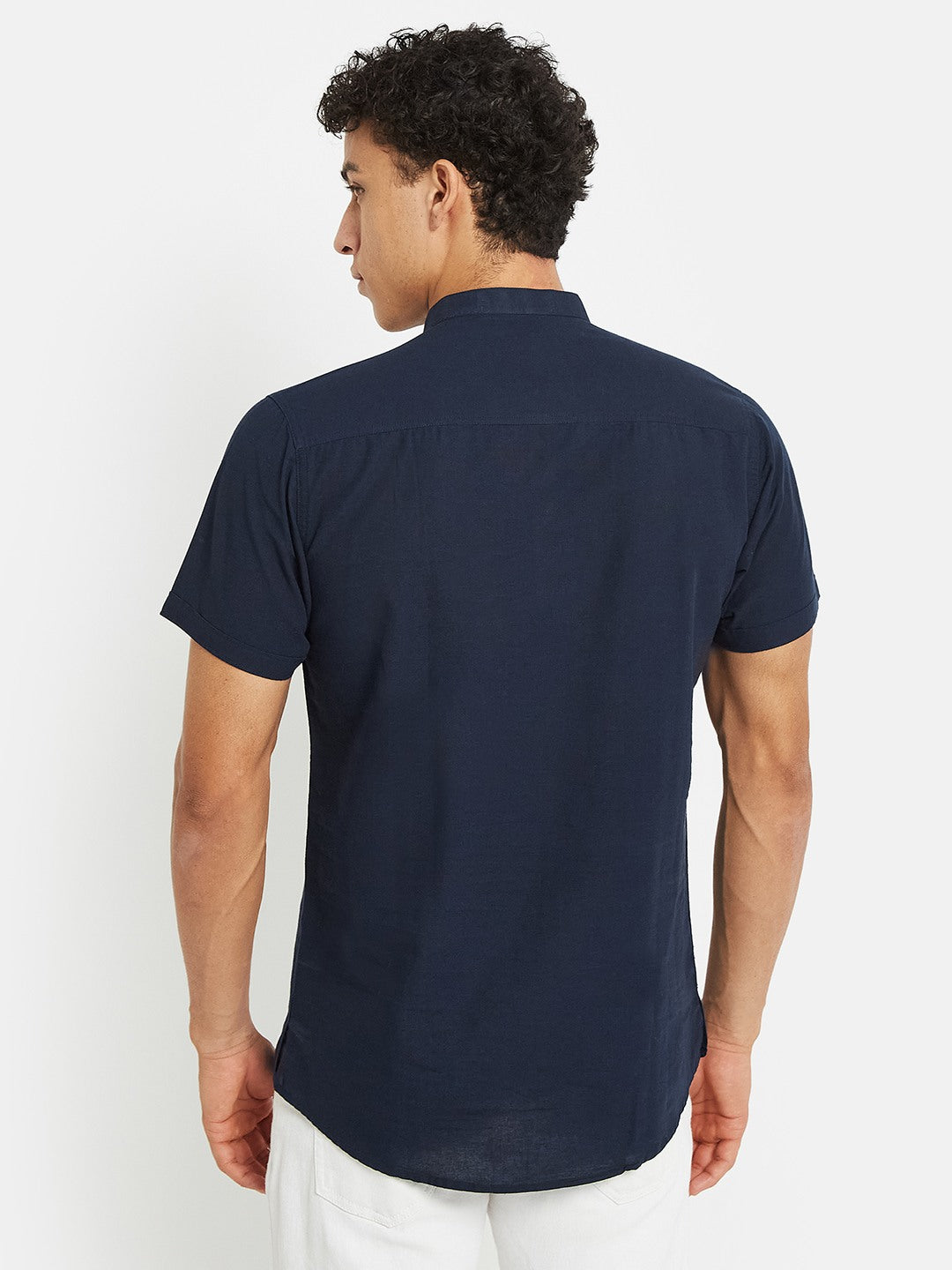 METTLE SS25 Cotton Mandarin Collar Casual Shirt