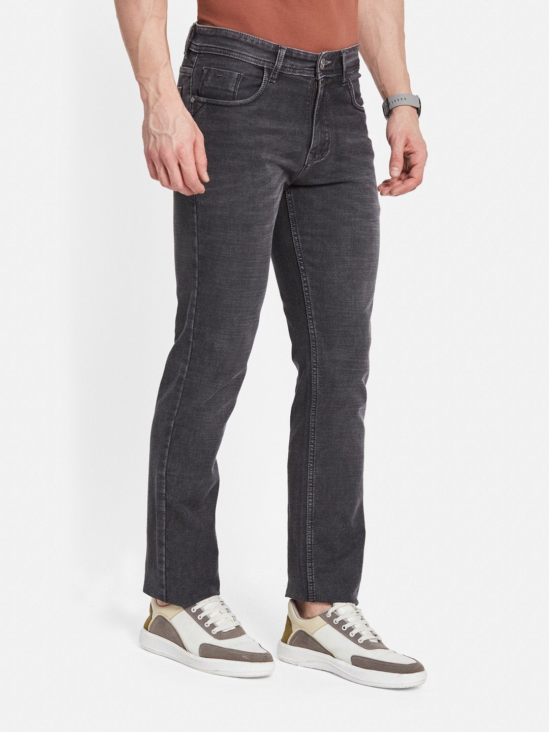 Octave Men Regular Fit Mid-Rise Light Fade Stretchable Jeans