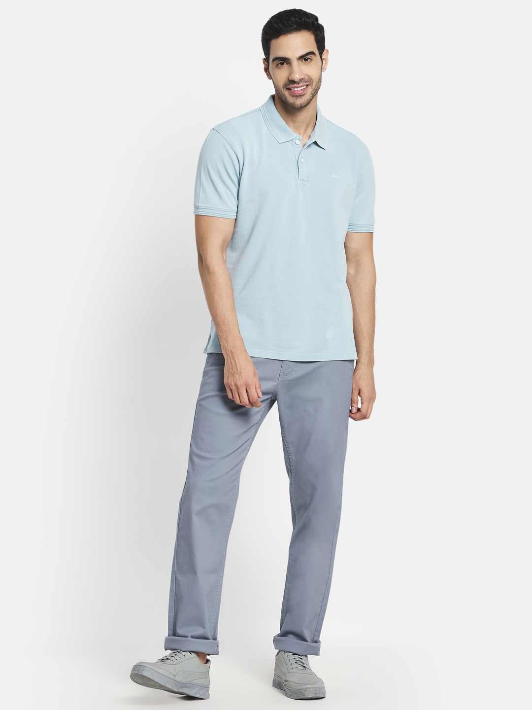 Octave Men Blue  Wan Blue Polo Collar T-Shirt