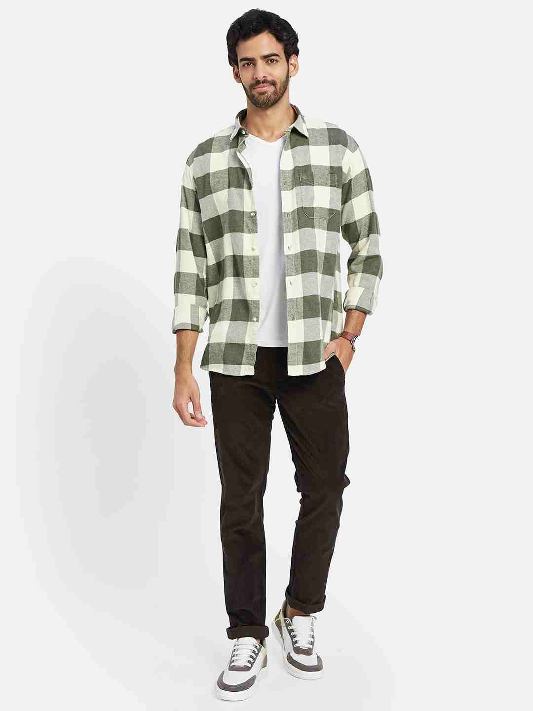 Mettle Gingham Checked Cotton Casual Shirt