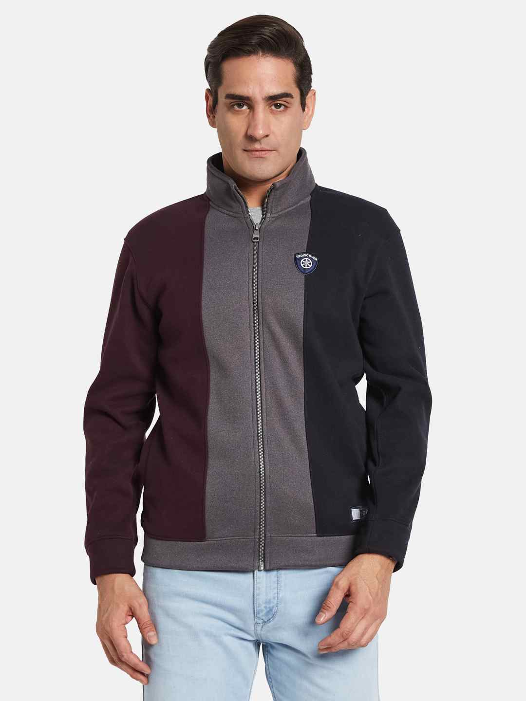 Octave Men Colourblocked Long Sleeves Sweatshirt