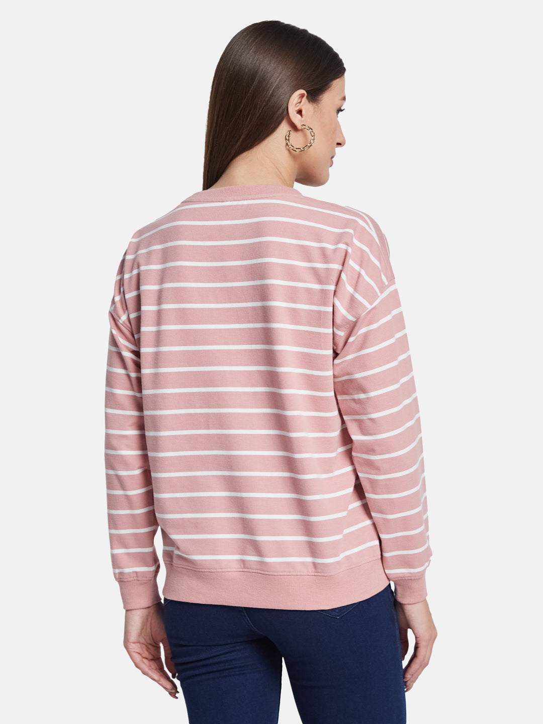 METTLE Women Striped Sweatshirt