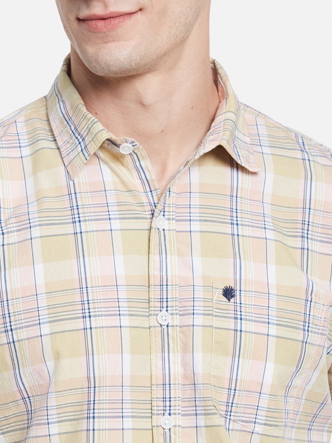 METTLE Men Spread Collar Checked Cotton Casual Shirt