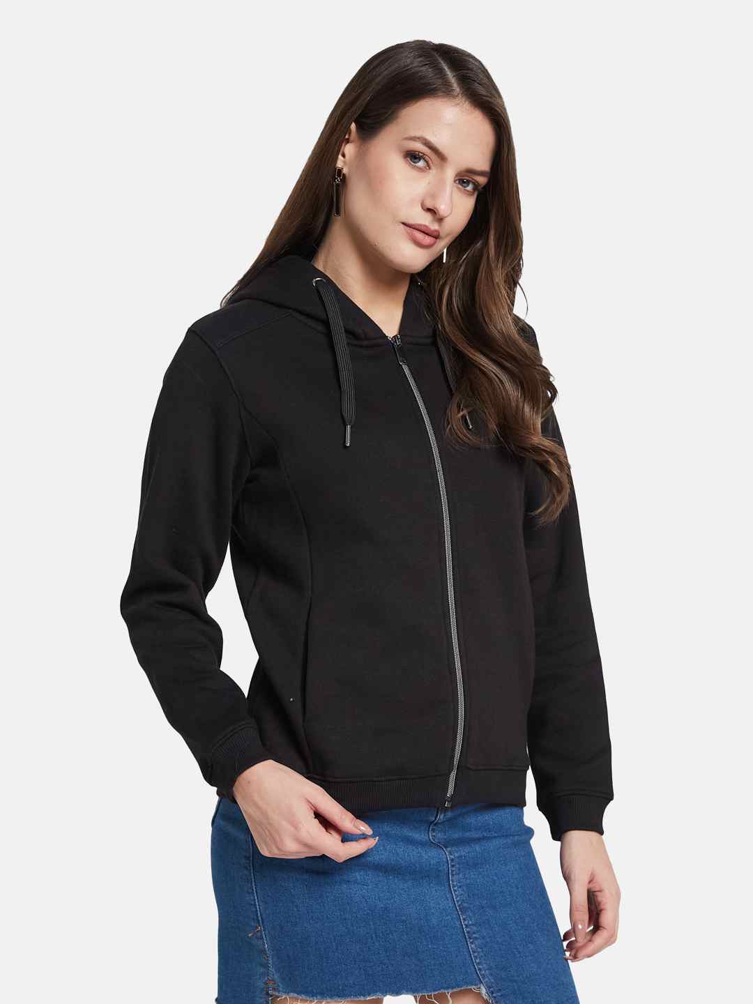 METTLE Women Hooded Front-Open Sweatshirt