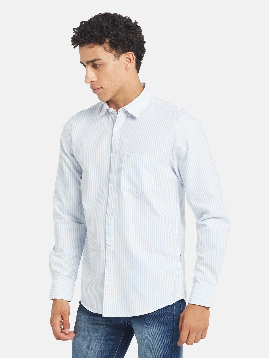 METTLE SS25 Vertical Striped Spread Collar Cotton Casual Shirt