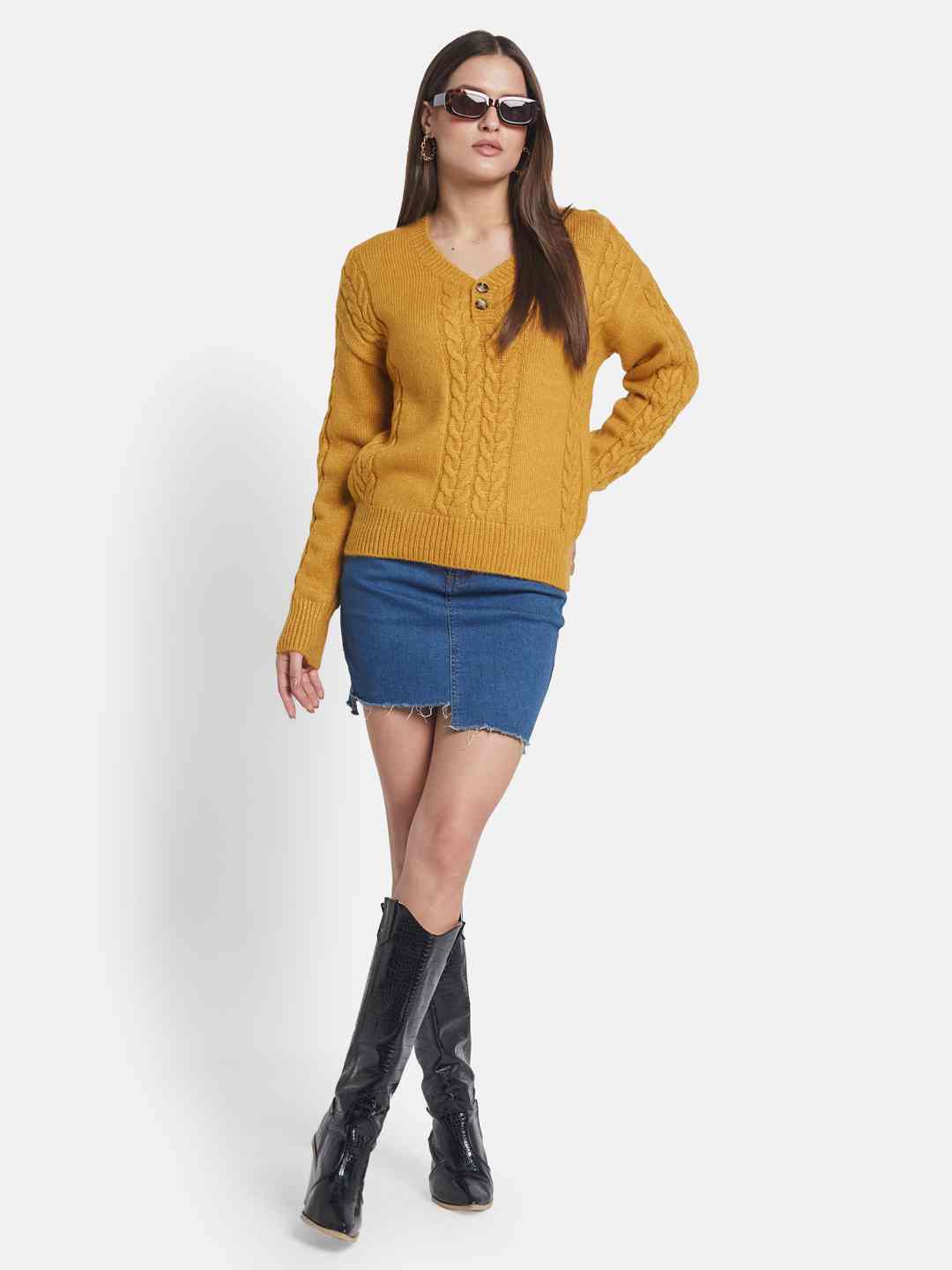 METTLE Women Cable Knit Cardigan