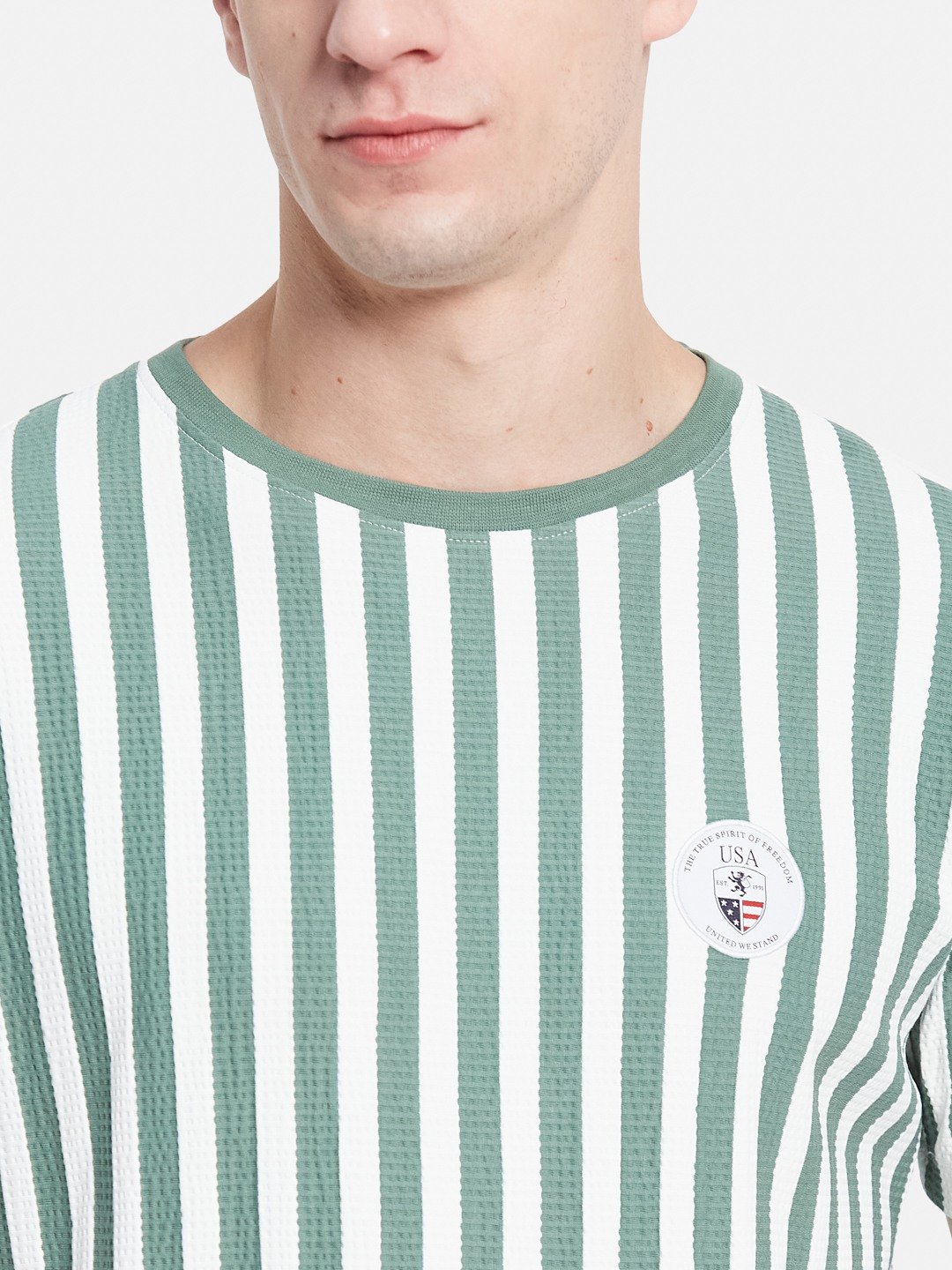 Octave Men Striped Monochrome T-shirt