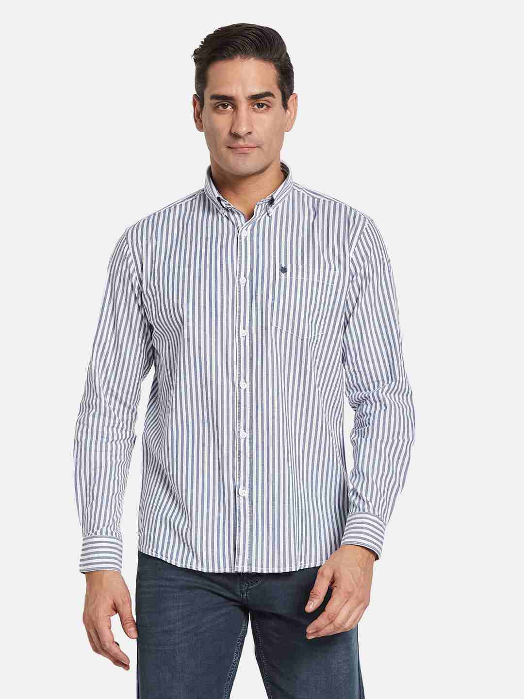 METTLE Men Multi Stripes Opaque Striped Casual Shirt