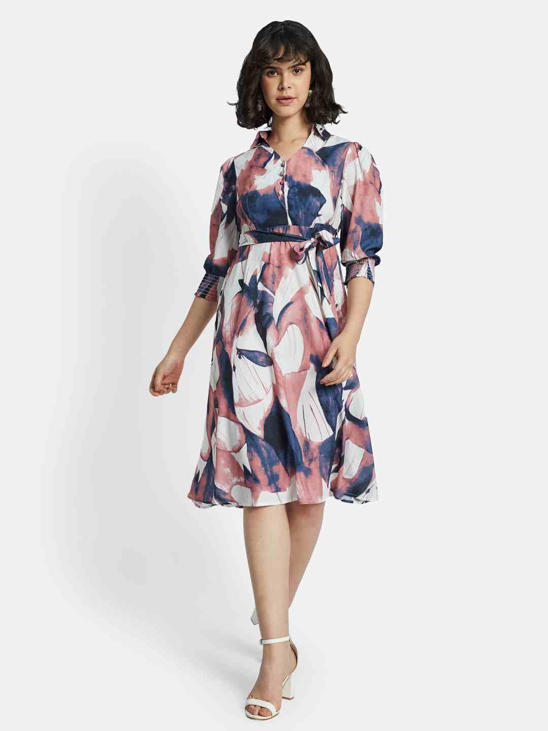 METTLE Floral Print Fit & Flare Dress