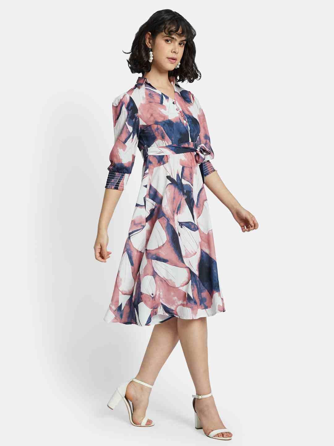 METTLE Floral Print Fit & Flare Dress