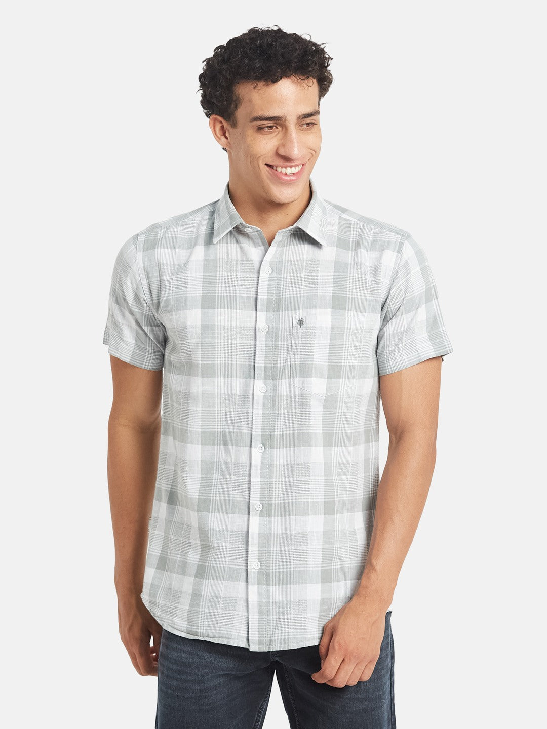METTLE Men Tartan Checked Spread Collar Cotton Casual Shirt
