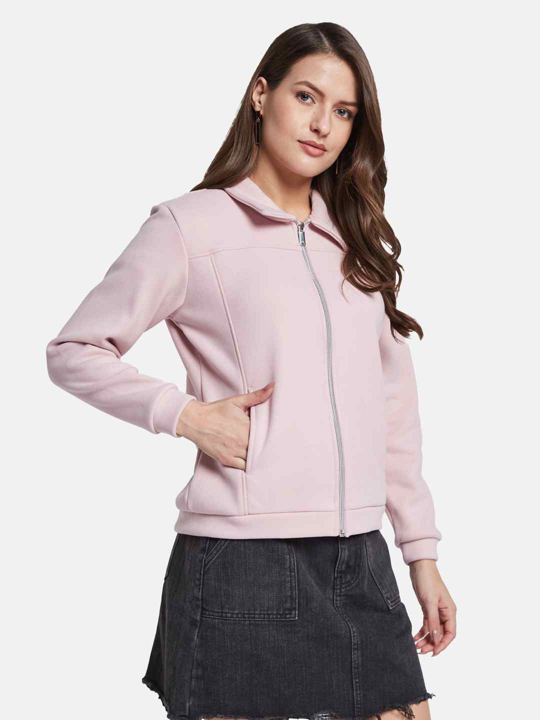 METTLE Women Shirt Collar Sweatshirt