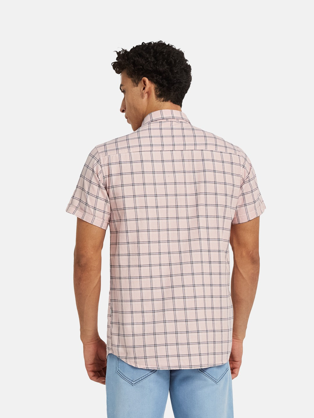 METTLE SS25 Checked Spread Collar Cotton Casual Shirt