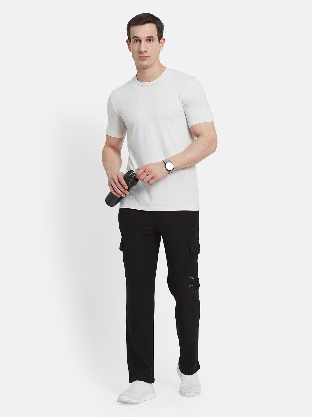 Octave Men Cotton Mid-Rise Slim Fit Cargo Track Pant