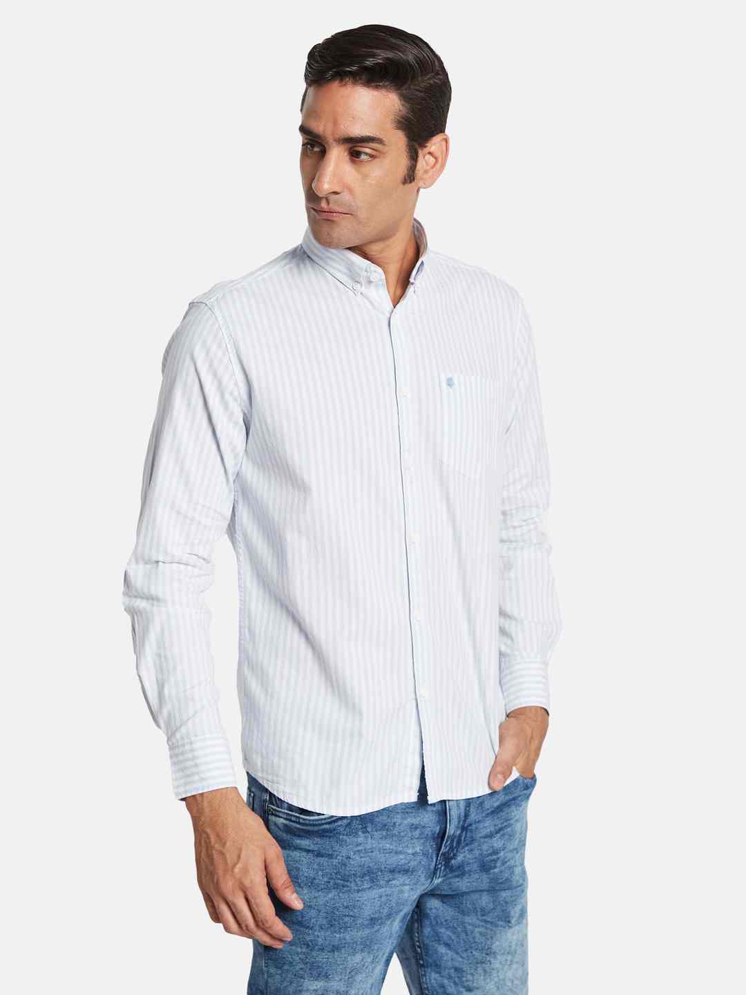 METTLE Men Multi Stripes Opaque Striped Casual Shirt