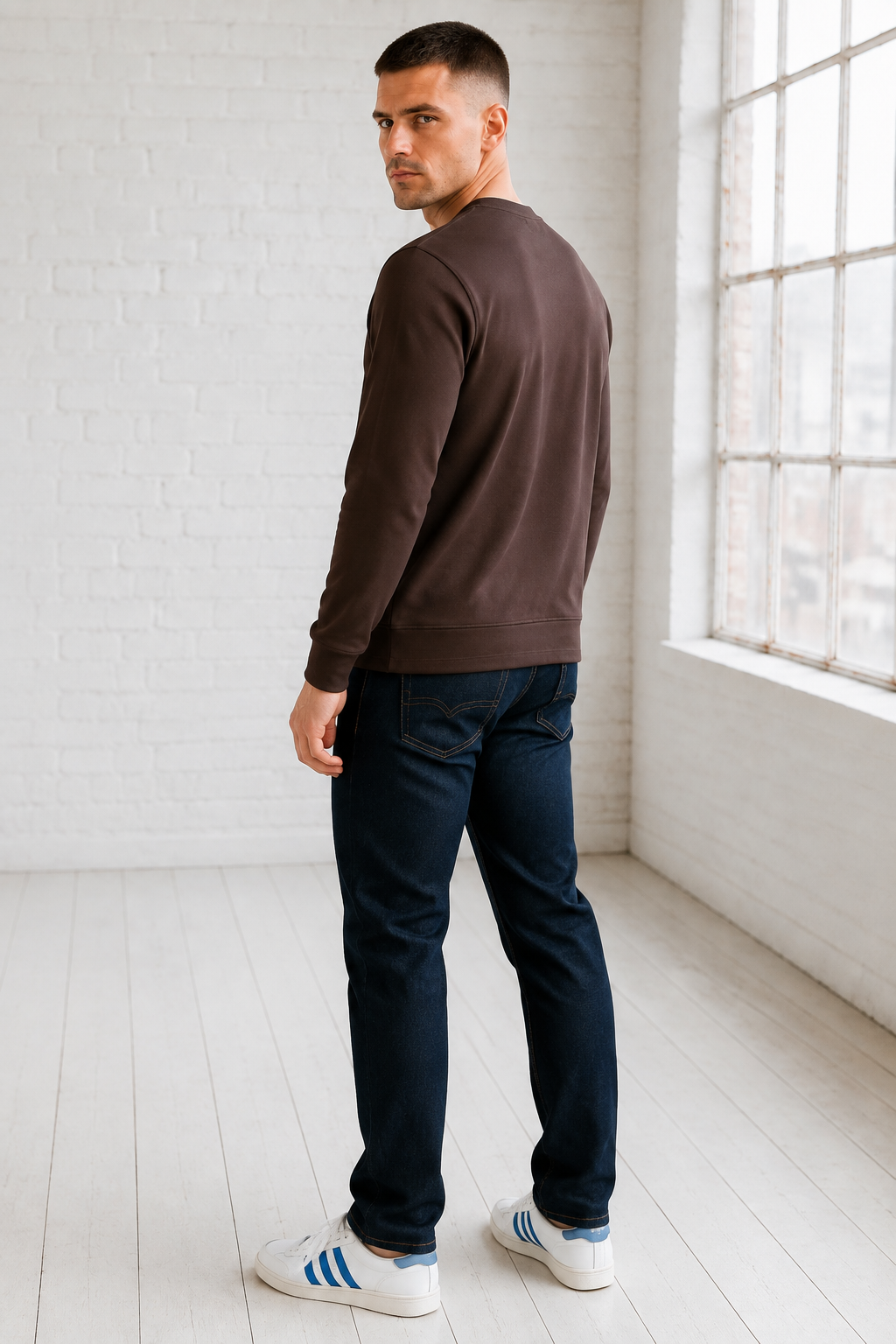 Men’s Espresso Football Knit Full Sleeve Pre-Winter Sweatshirts