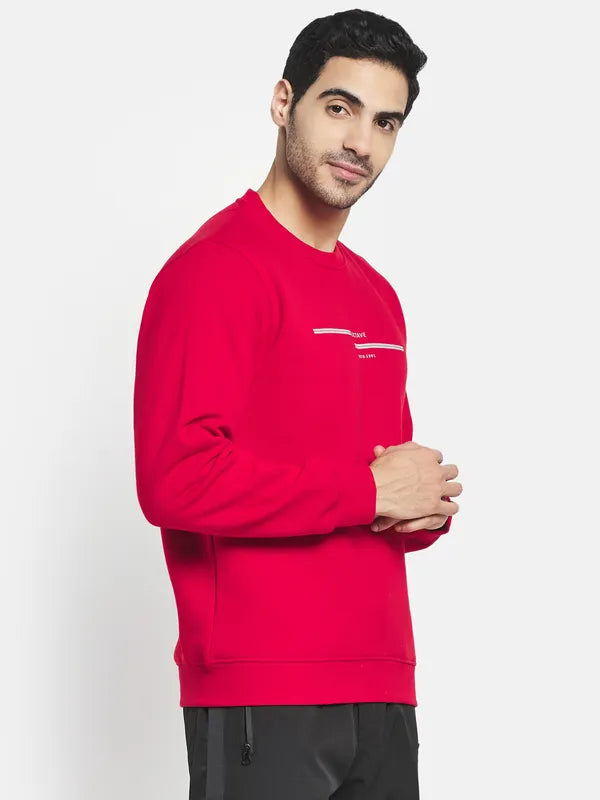 Men Red Printed Sweatshirt