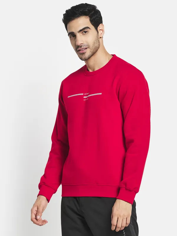 Men Red Printed Sweatshirt