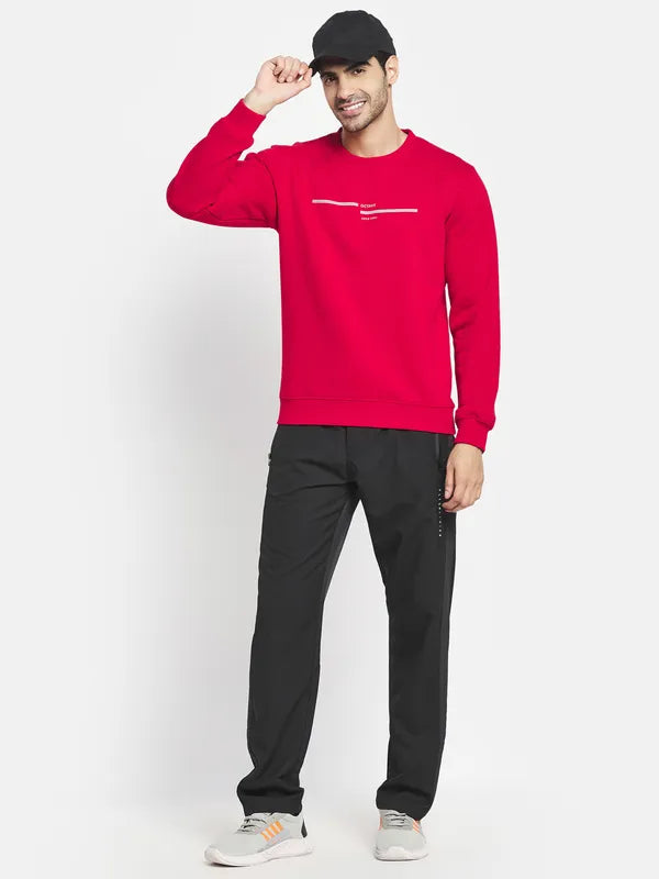 Men Red Printed Sweatshirt