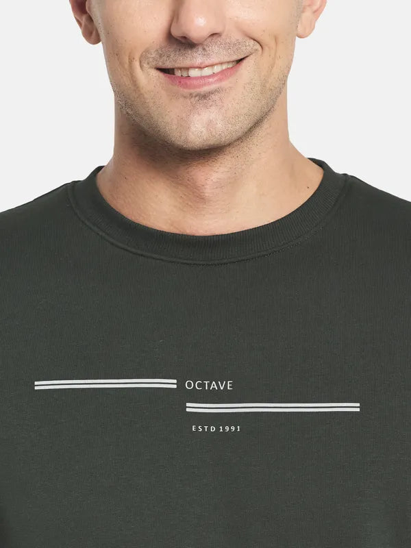 Men Olive Green Fleece Sweatshirt