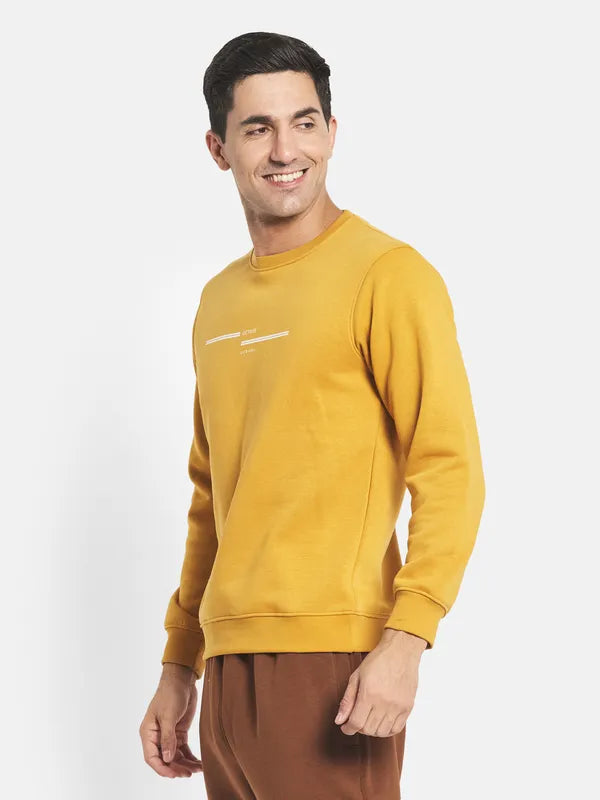 Men Yellow Solid Sweatshirt