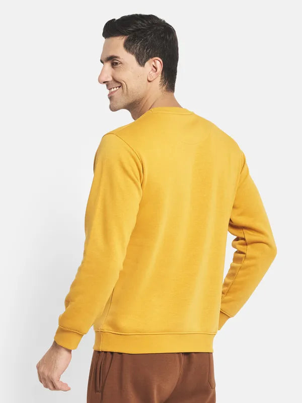 Men Yellow Solid Sweatshirt