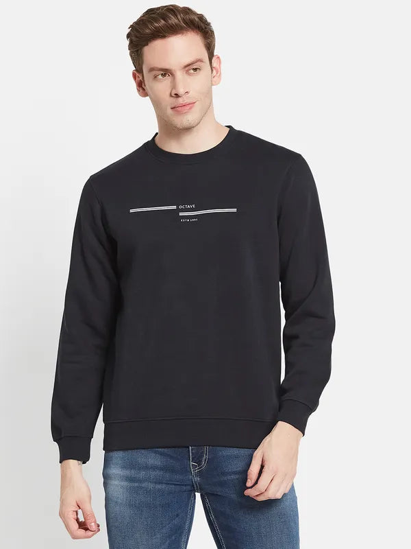 Men Navy Blue Printed Sweatshirt