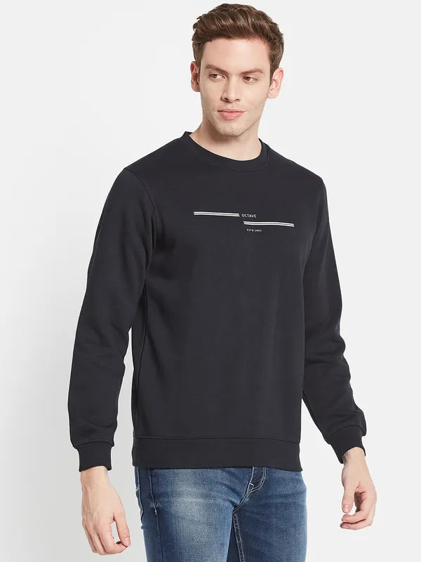 Men Navy Blue Printed Sweatshirt