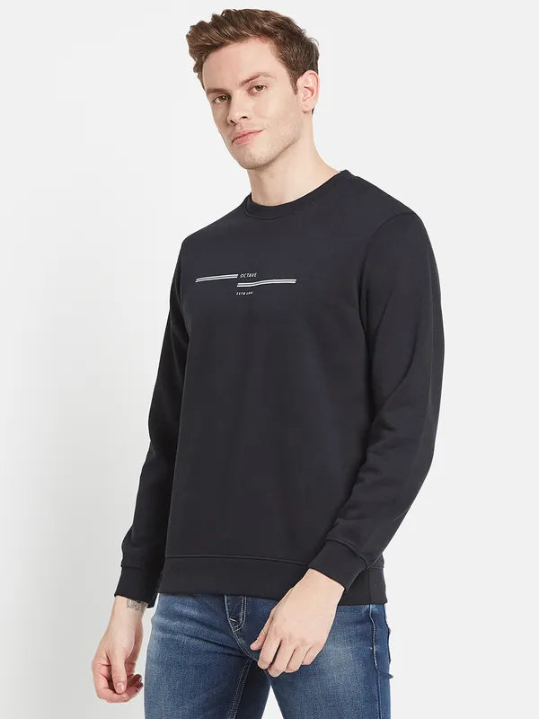 Men Navy Blue Printed Sweatshirt