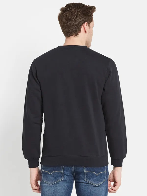 Men Navy Blue Printed Sweatshirt